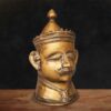 Handcrafted Brass Shiva Mukhalingam Idol – Vintage Gold Finish Hindu God Statue for Home Temple