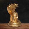 Traditional Hindu brass Shiva head sculpture with serpent hood