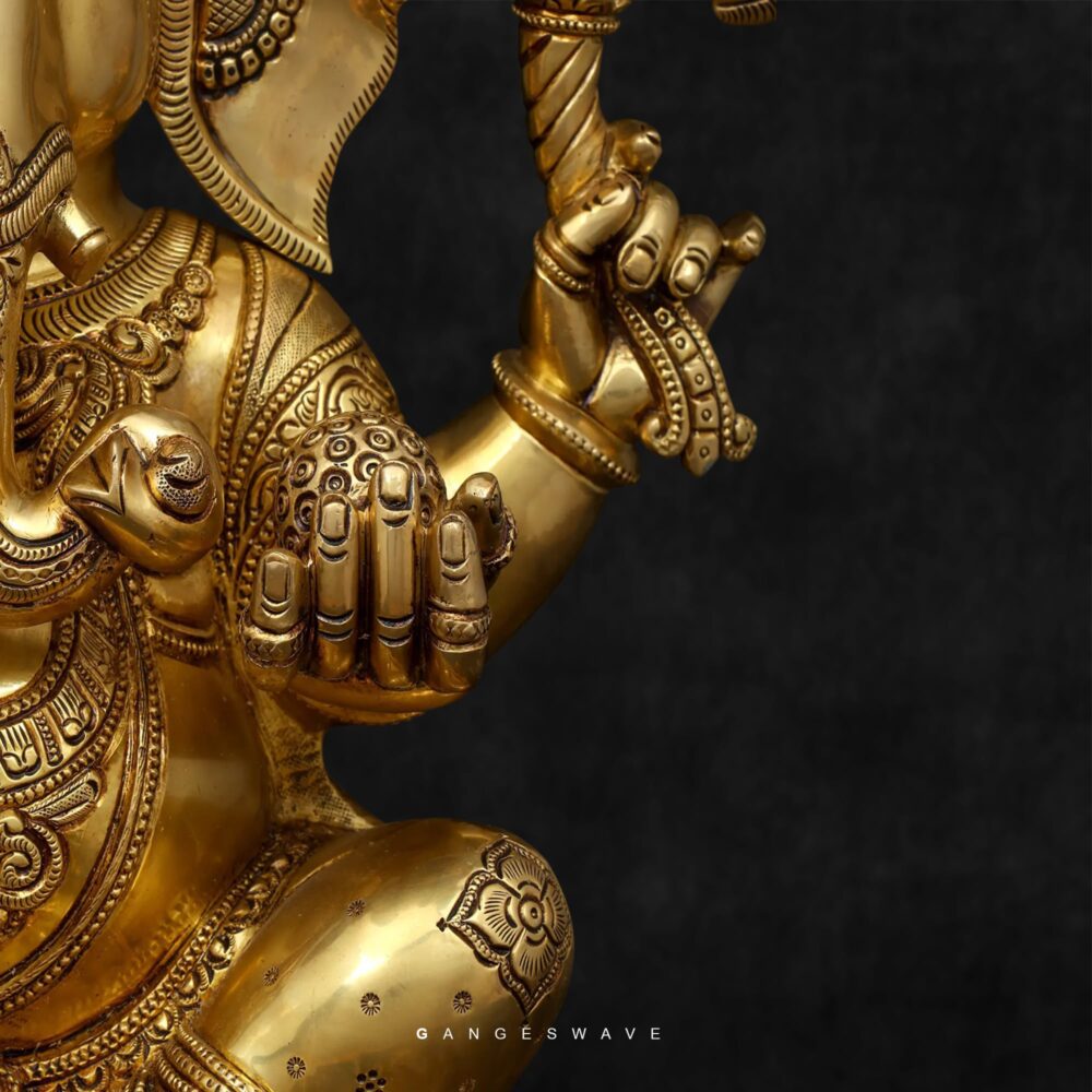 Durable Brass Ganesh Idol with Modak and Mouse