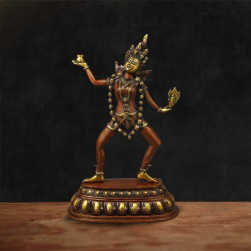 Charcoal Brown Dancing Ma Kali Brass Statue - 23 inches