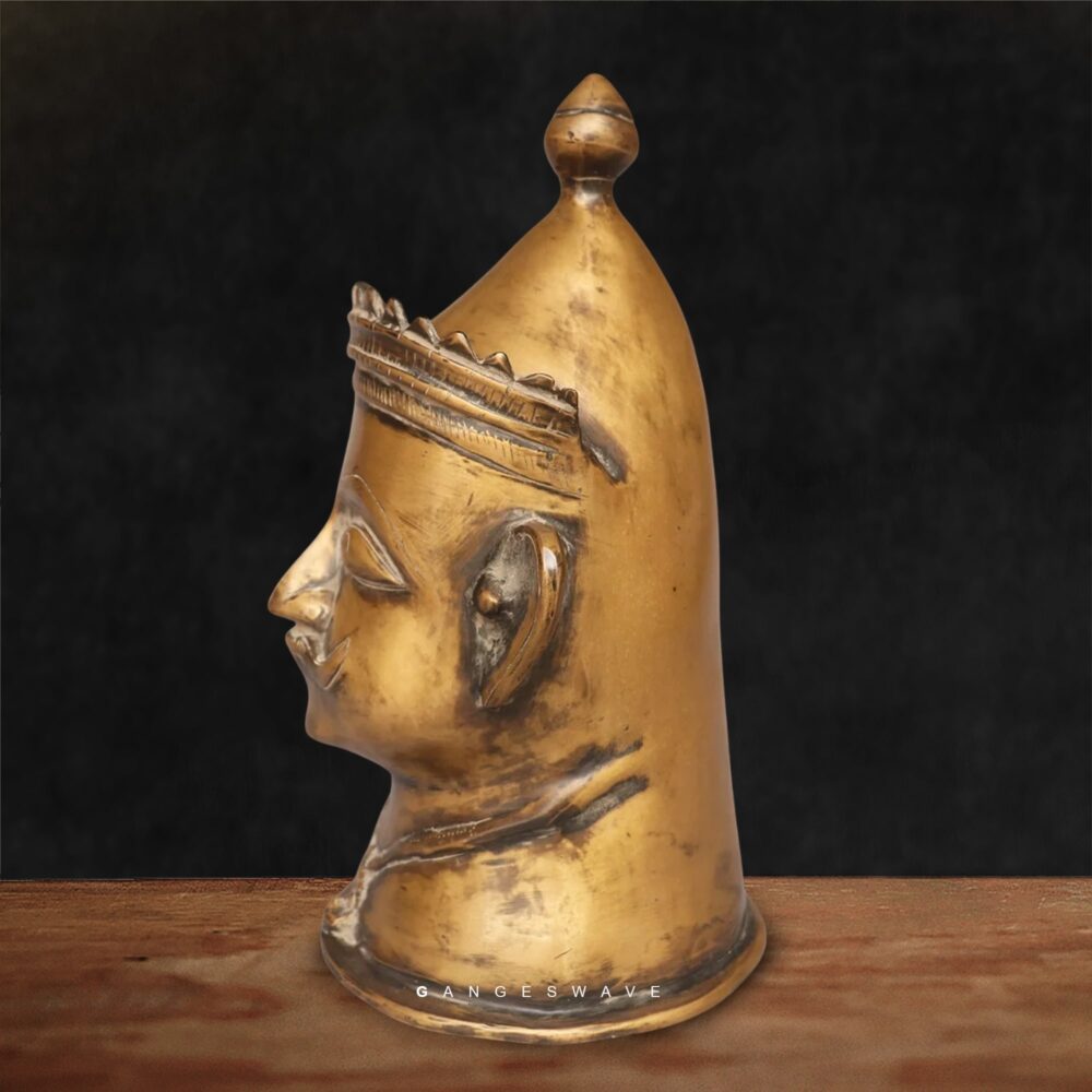 VintageFinish Brass Mukhalingam of Lord Shiva – Handmade Temple Decor and Vastu Artifact