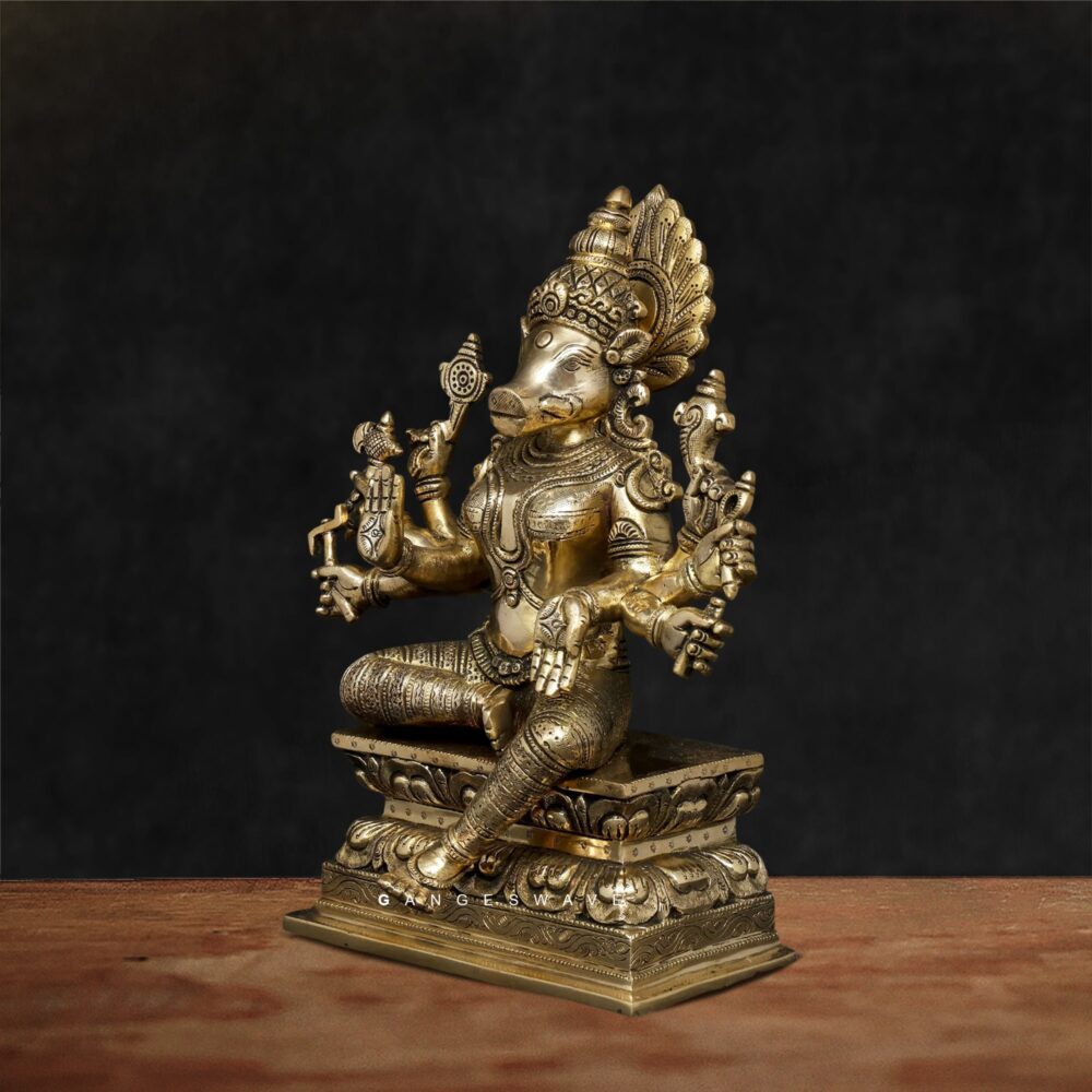 Hindu God Varaha Avatar Brass Murti – Vishnu Brass Idol