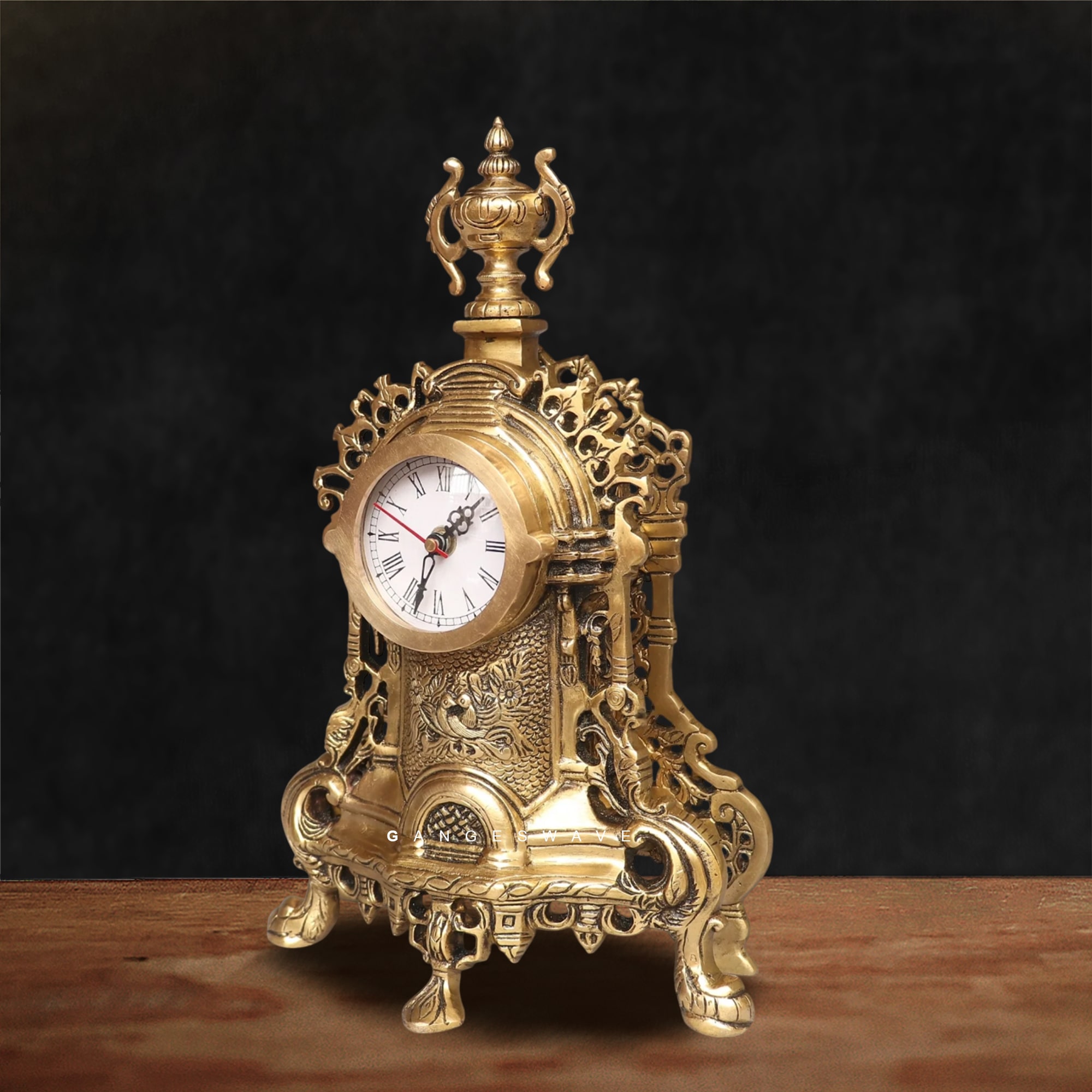 14" Victorian Brass Horse Head Table Clock Décor - Image 2