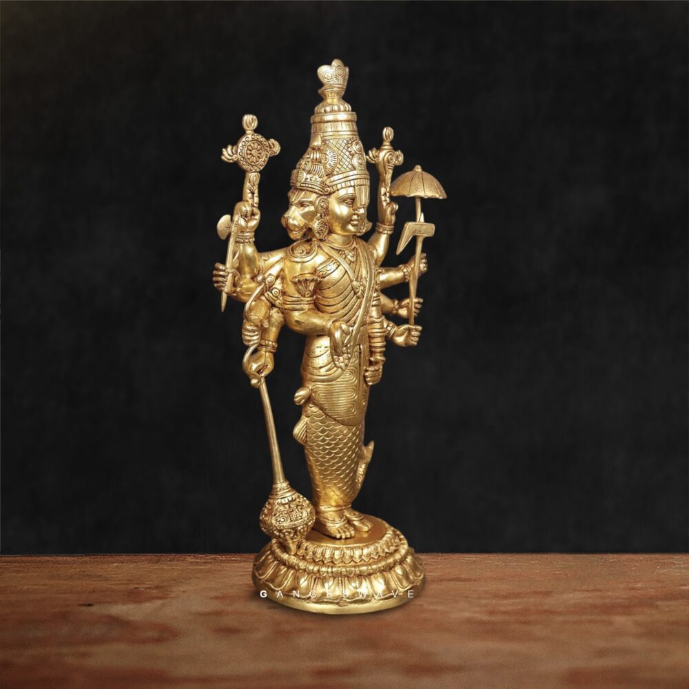 Indian Brass Hindu God Statue – Vishnu Dashavatara Sculpture