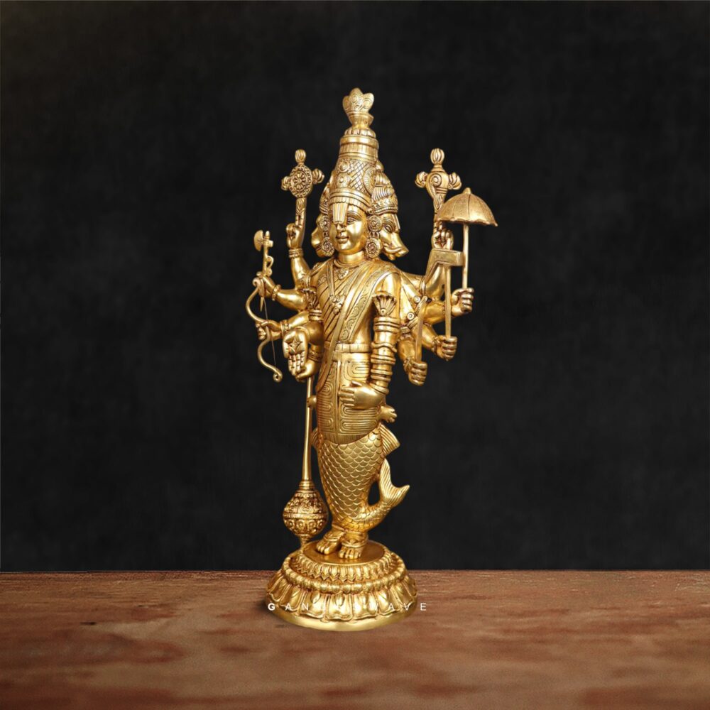 Brass Matsya Avatar Statue of Lord Vishnu – Dashavatara Murti