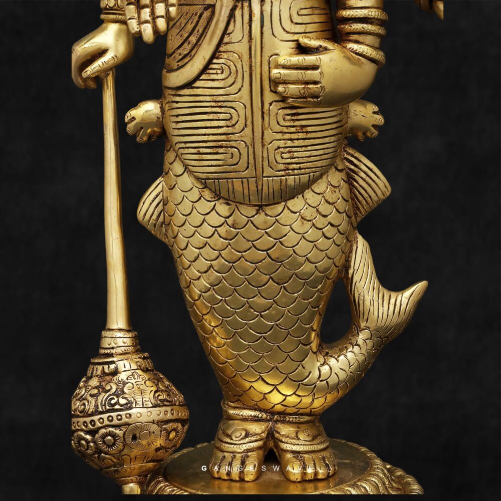 Handcrafted Brass Vishnu Idol – Matsya Avatar for Home Temple