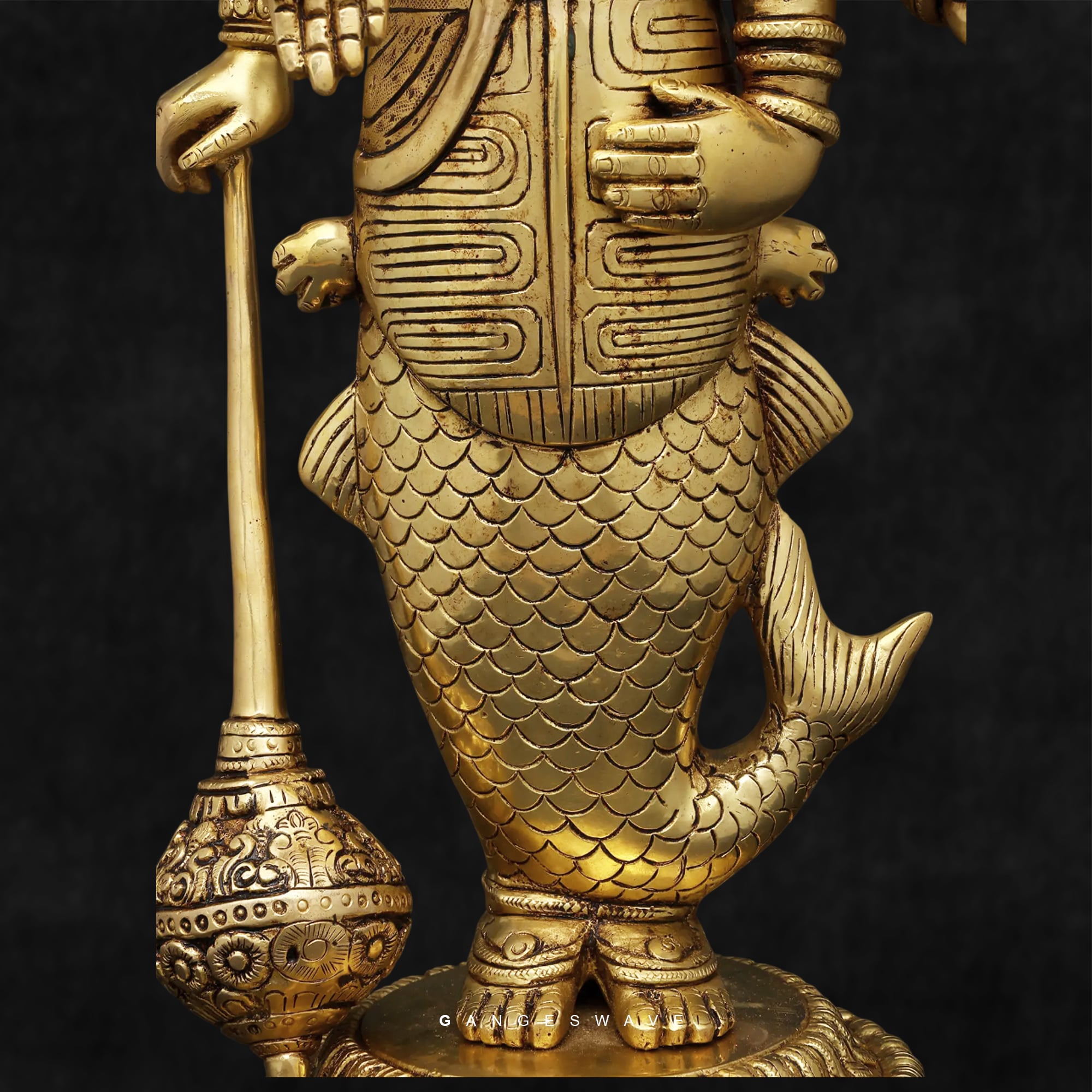 Handcrafted Brass Vishnu Idol – Matsya Avatar for Home Temple