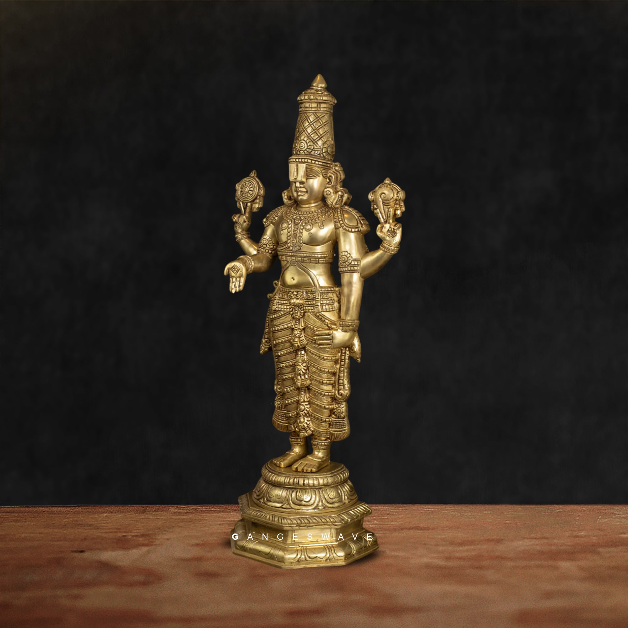 Antique Finish Brass Lord Vishnu Idol for Home and Office