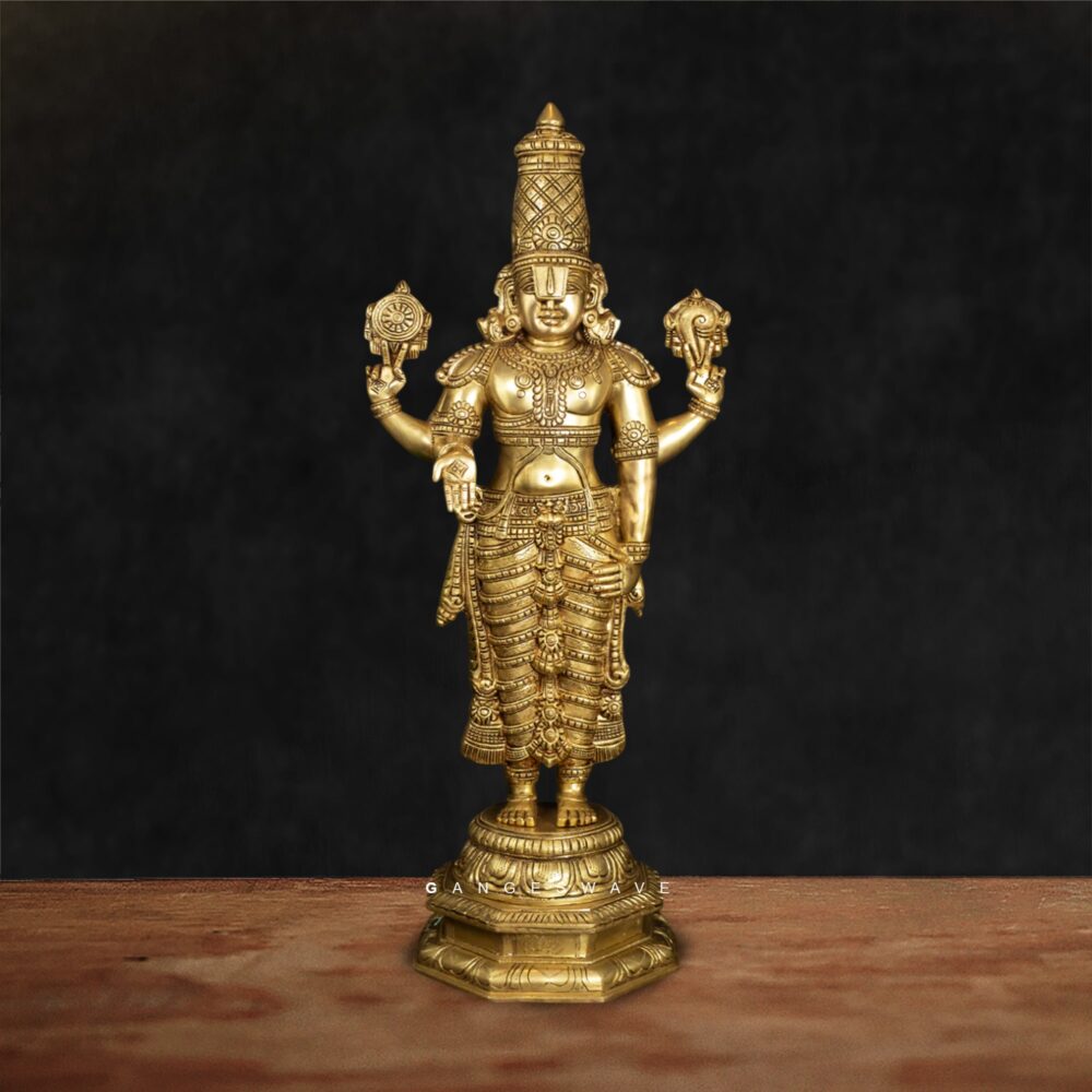 Premium Brass Hindu God Statue – Vishnu for Worship