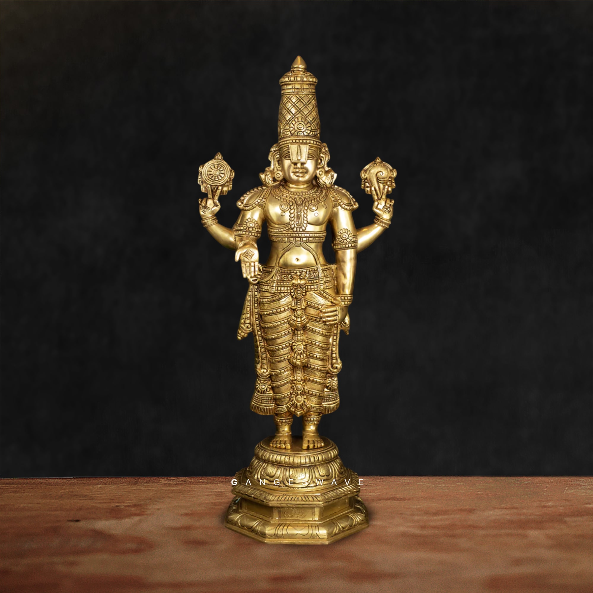 Premium Brass Hindu God Statue – Vishnu for Worship