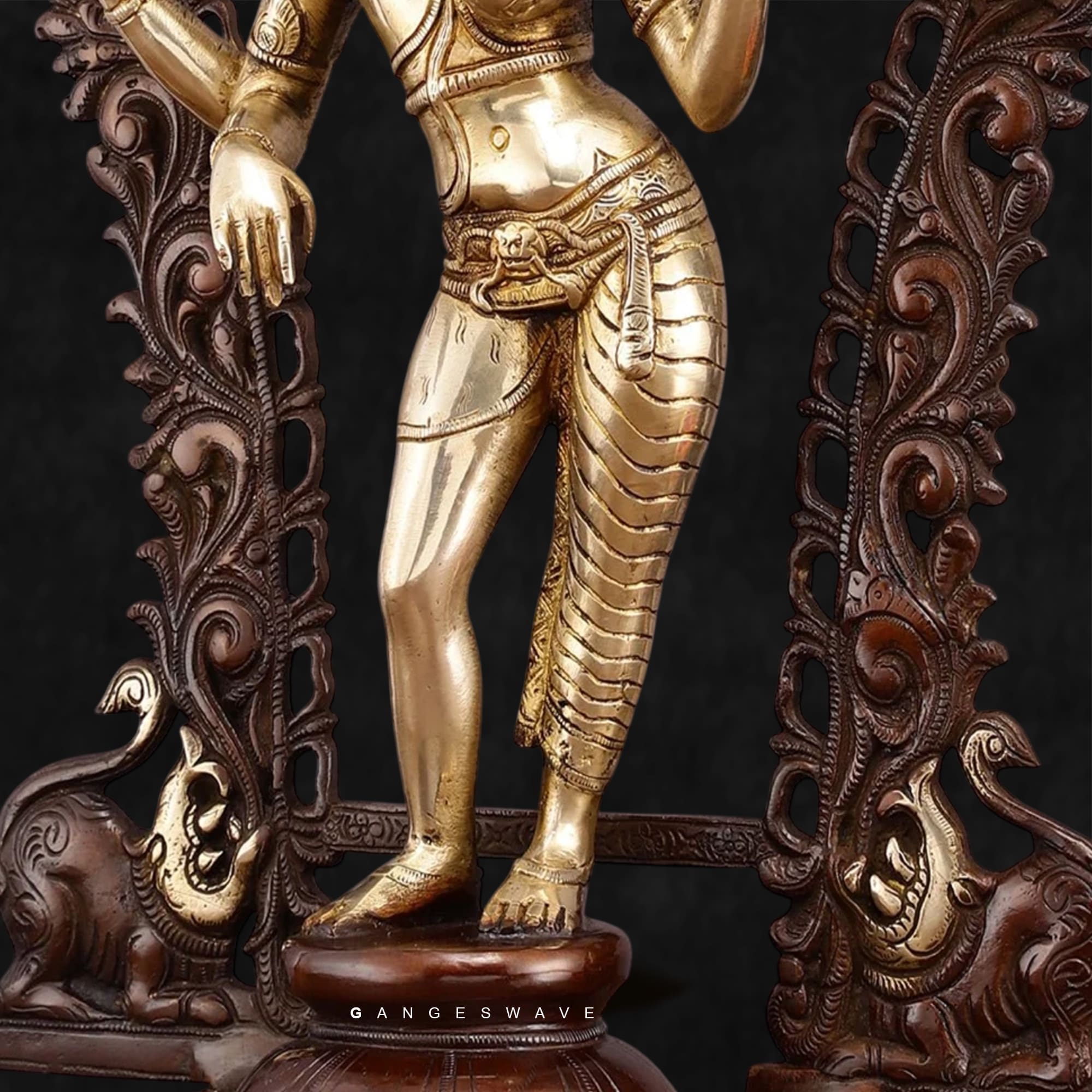 Handcrafted Brass Ardhanarishvara Idol with Prabhavali - Image 6