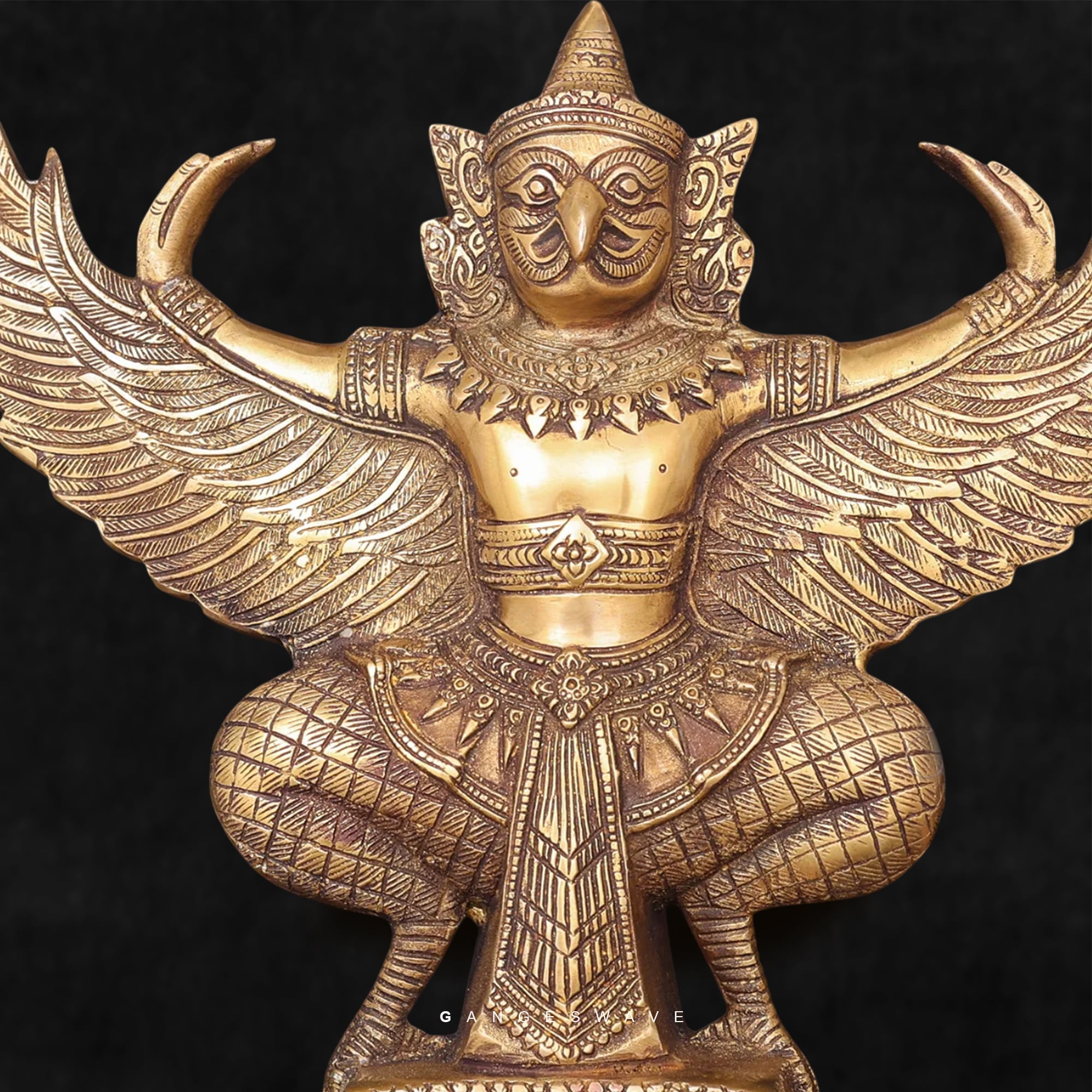 Handcrafted Brass Garuda Idol with Intricate Detailing - Image 4