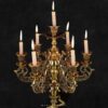 Vintage finished European brass candelabra centerpiece