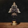 Handcrafted Black Brass Garuda Idol with Antique Golden Detailing – Hindu God Statue for Puja & Home Decor