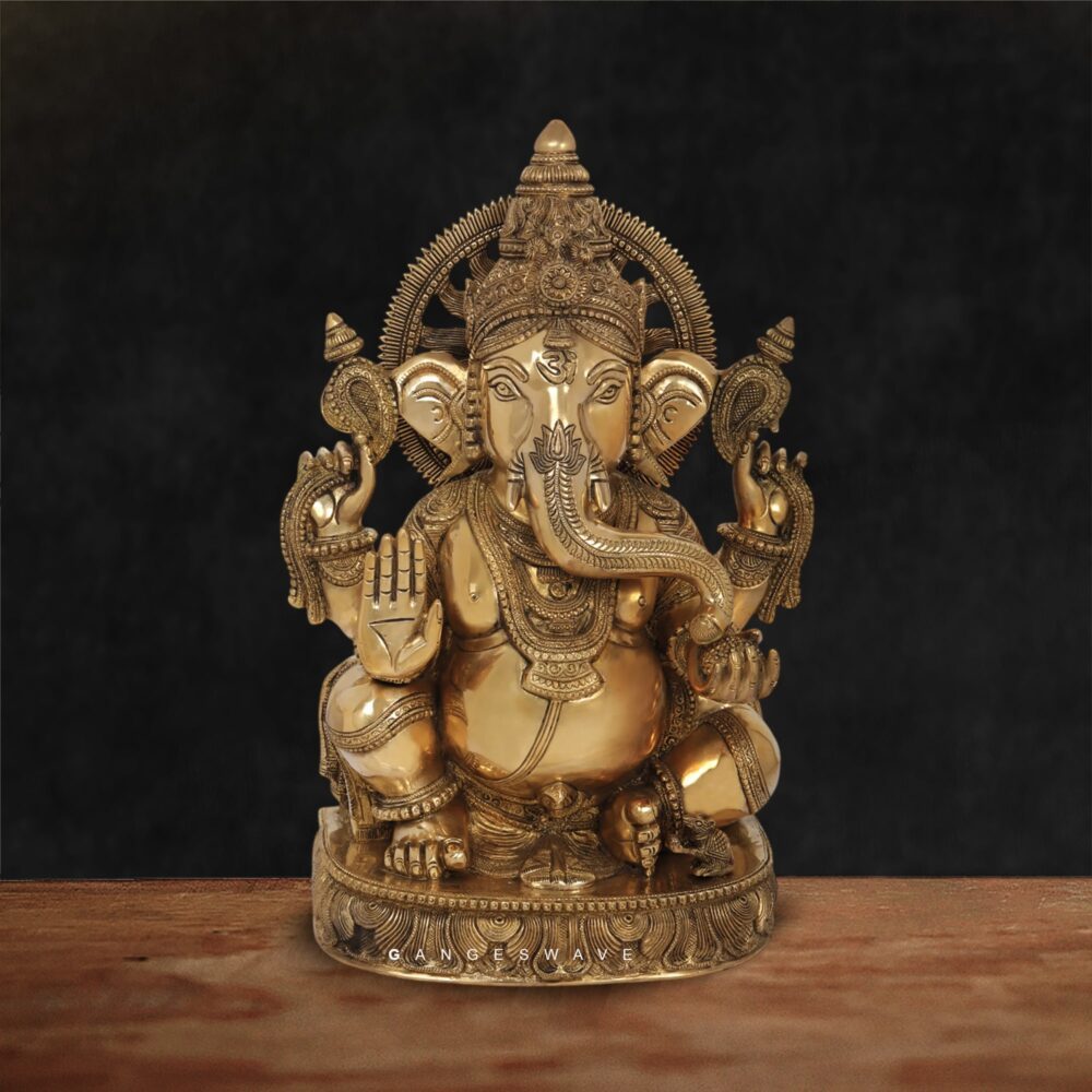 Handcrafted Brass Ganeshji Murti for Home Temple and Pooja