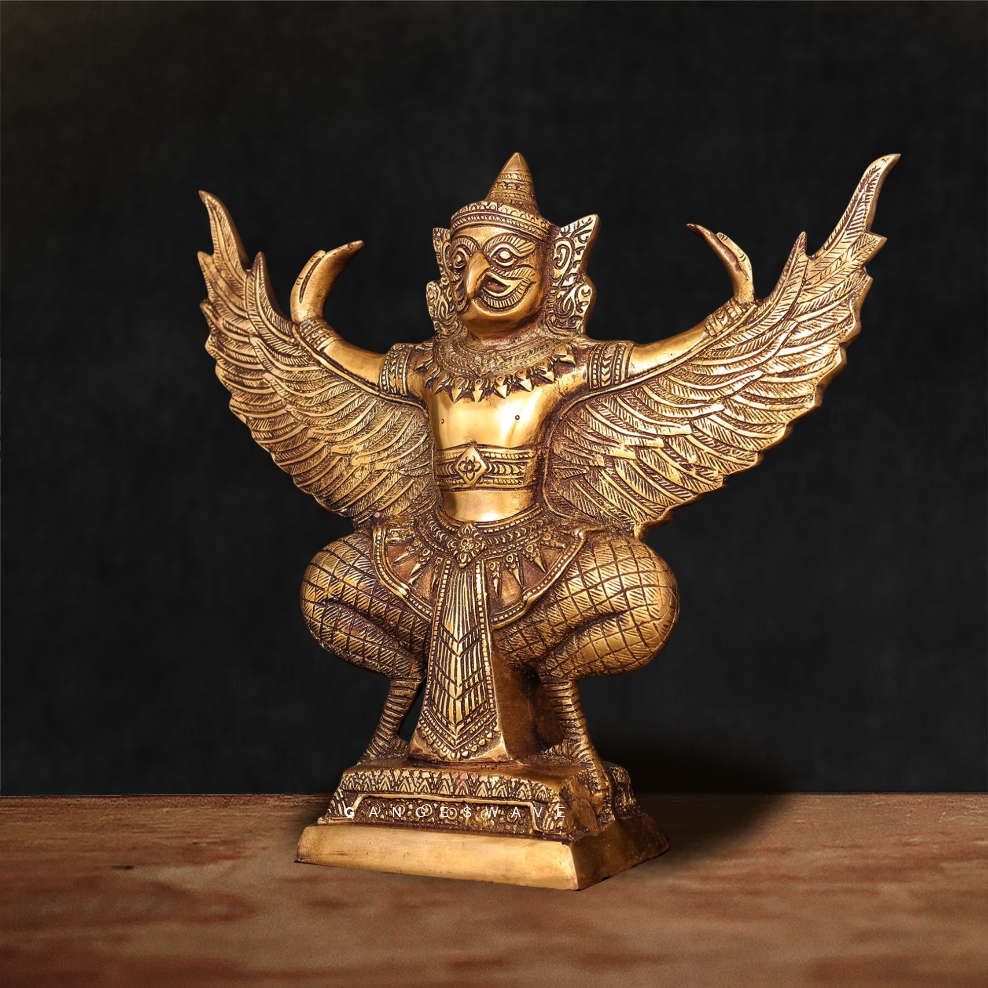 Handcrafted Brass Garuda Idol with Intricate Detailing - Image 3