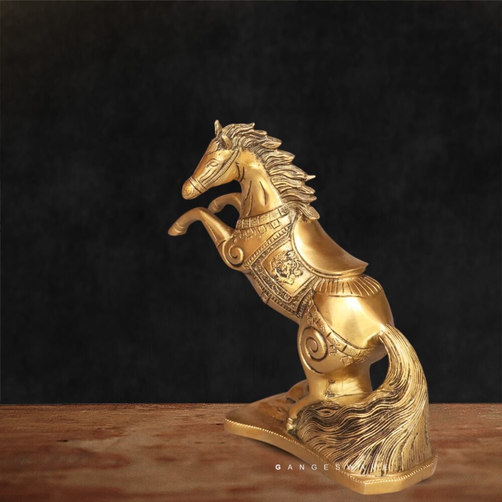 Vintage Gold Finish Feng Shui Horse Showpiece