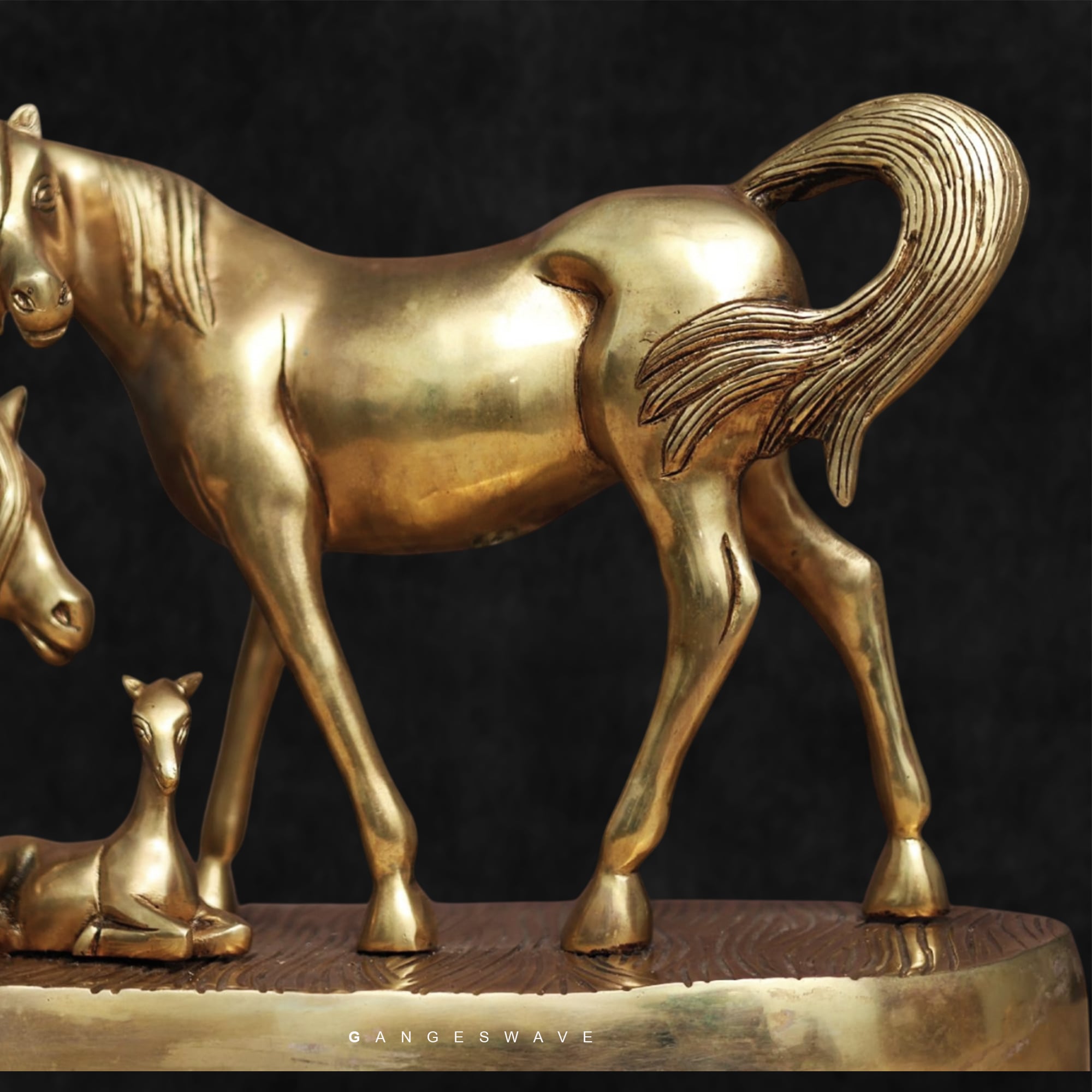Horse Family Feng Shui Brass Decor - 24 inches - Image 6