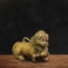 Pair of brass lion sculptures vintage finish royal palanquin décor