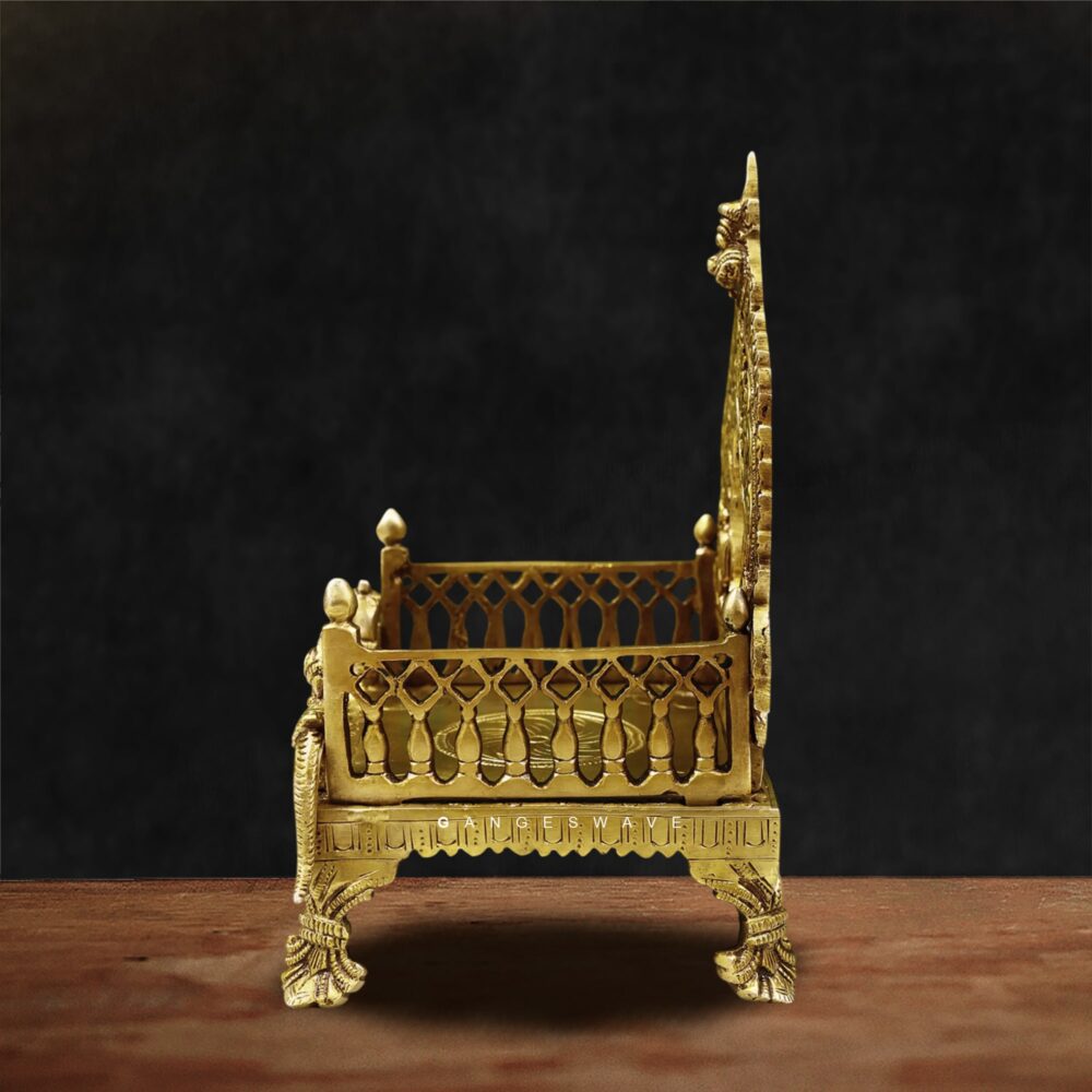 Brass prabhavali singhasan with intricate carvings