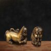 "Handcrafted brass palanquin pole lions antique finish home decor set of 2