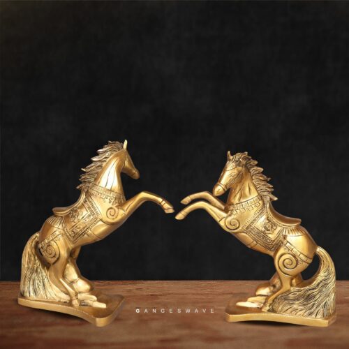 Brass Feng Shui Horse Pair Statue for Home Decor