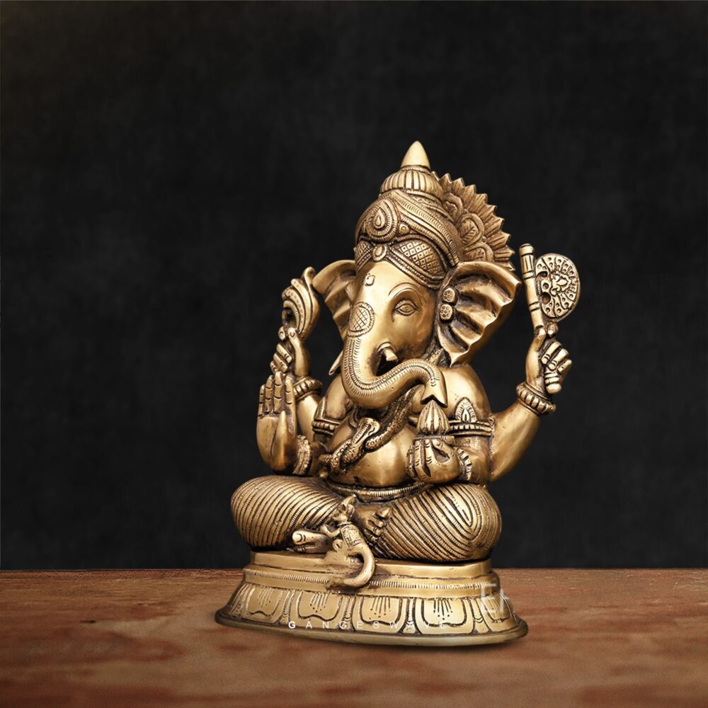 Handcrafted Superfine Brass Ganesh Idol for Home Décor and Worship