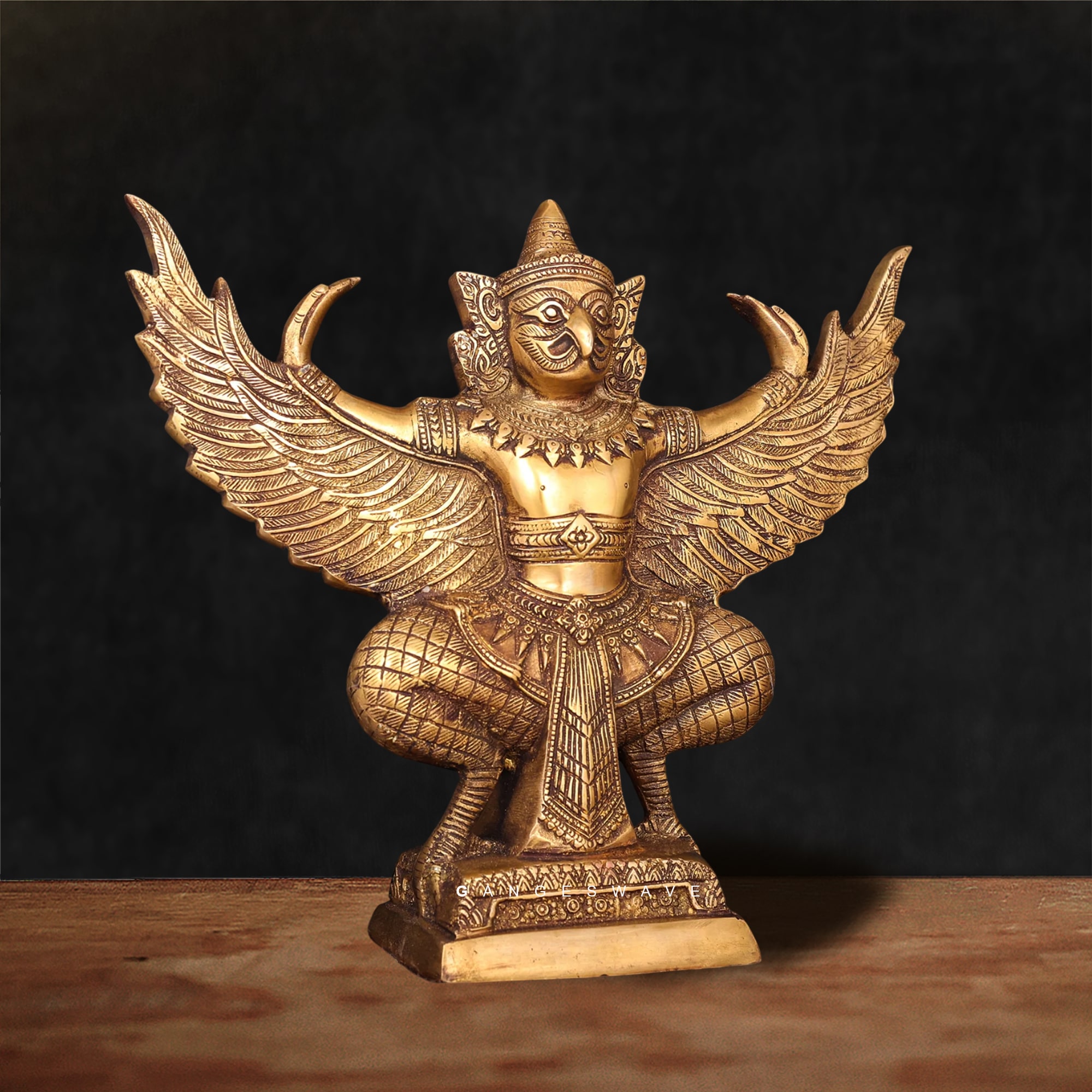 Handcrafted Brass Garuda Idol with Intricate Detailing - Image 2