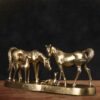 brass horse family statue décor