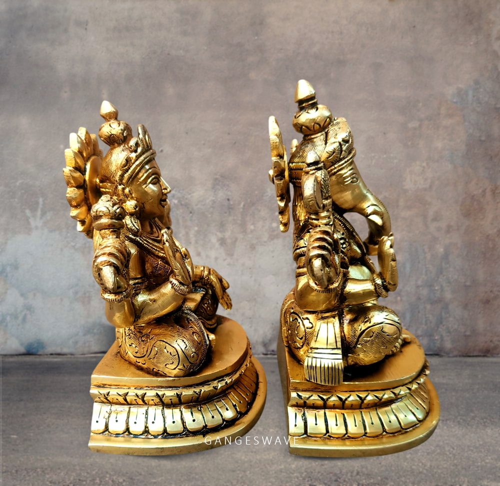 brass lakshmi ganesh murti for home décor