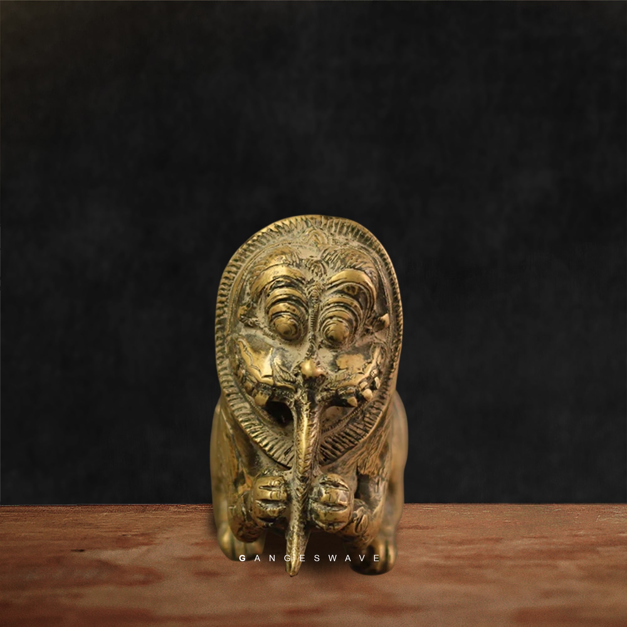 Handcrafted Brass Palanquin Pole Lions – Home Décor Accent (Set of 2) - Image 2