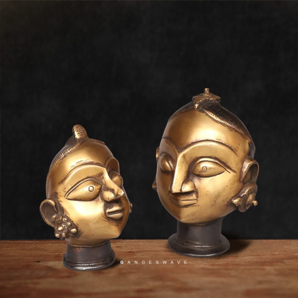 Traditional Indian brass head figurines for interior design