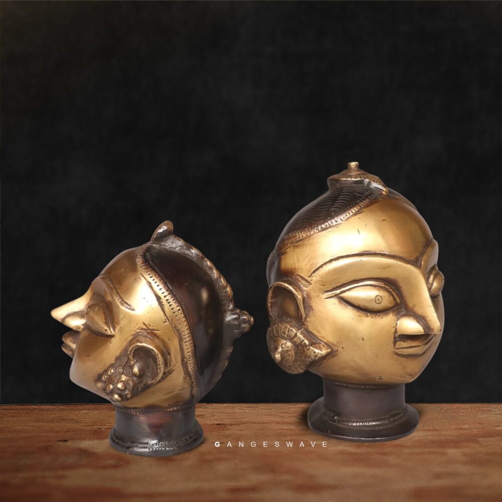 Traditional Indian brass head figurines for interior design