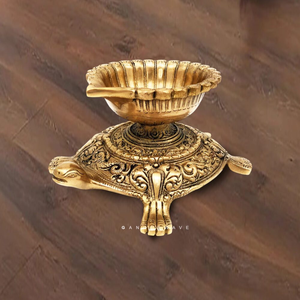 Vastu brass turtle diya for wealth and positivity