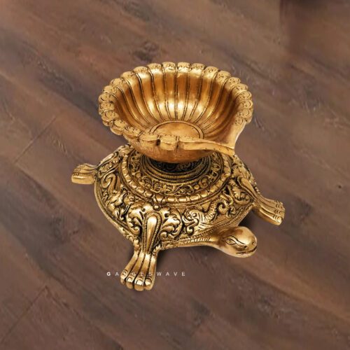 Brass Turtle Feng Shui Diya – Auspicious Vastu Oil Lamp