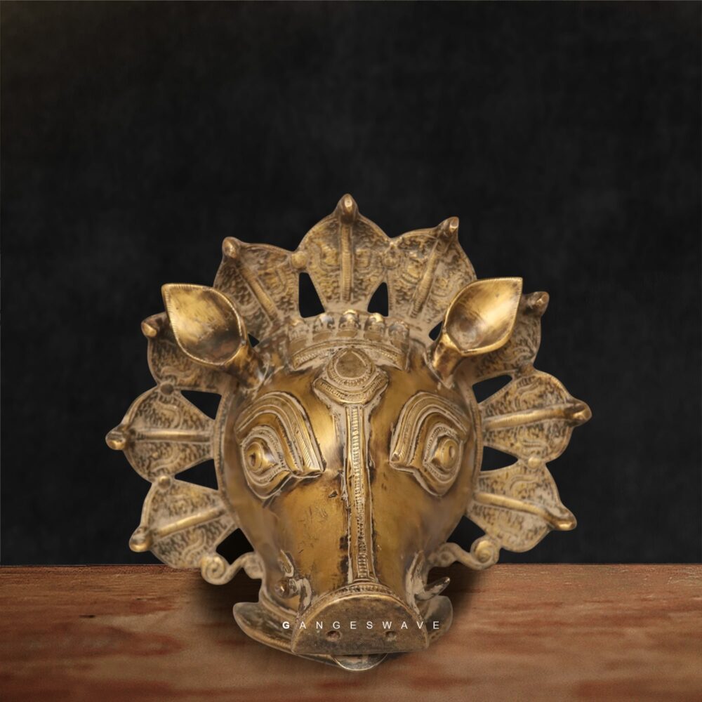 Varaha brass mask wall hanging