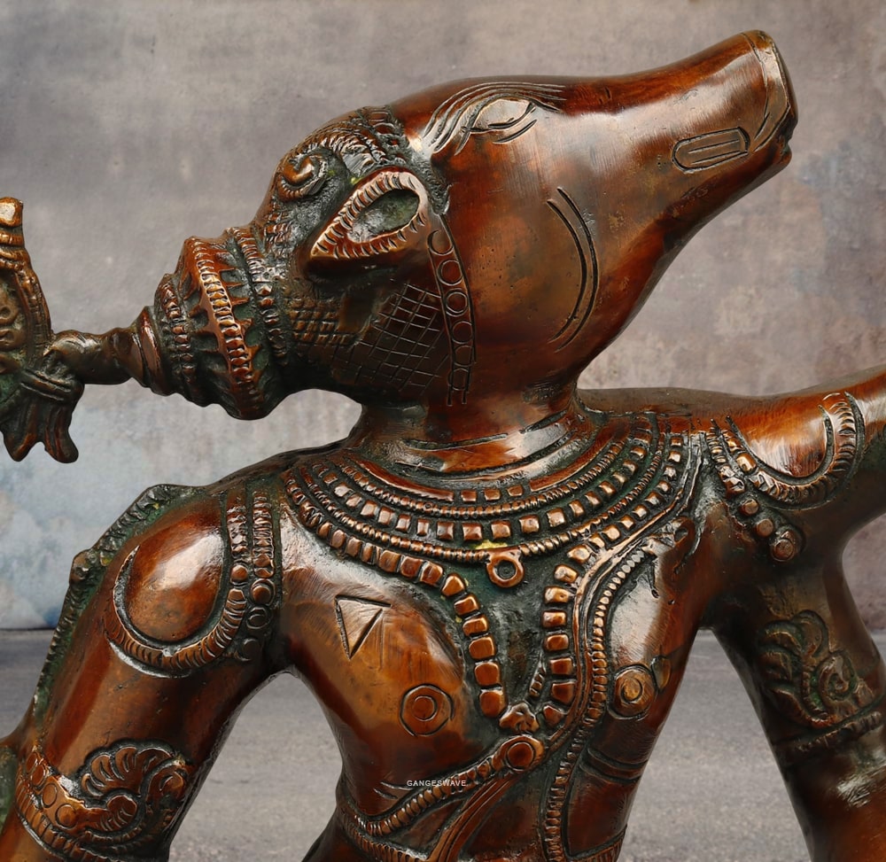 Vintage Brass Vishnu Varaha Murti with Bhudevi