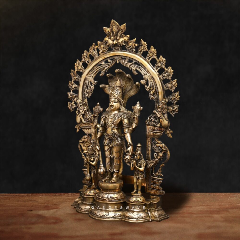 Handcrafted brass Lord Vishnu statue for home temple