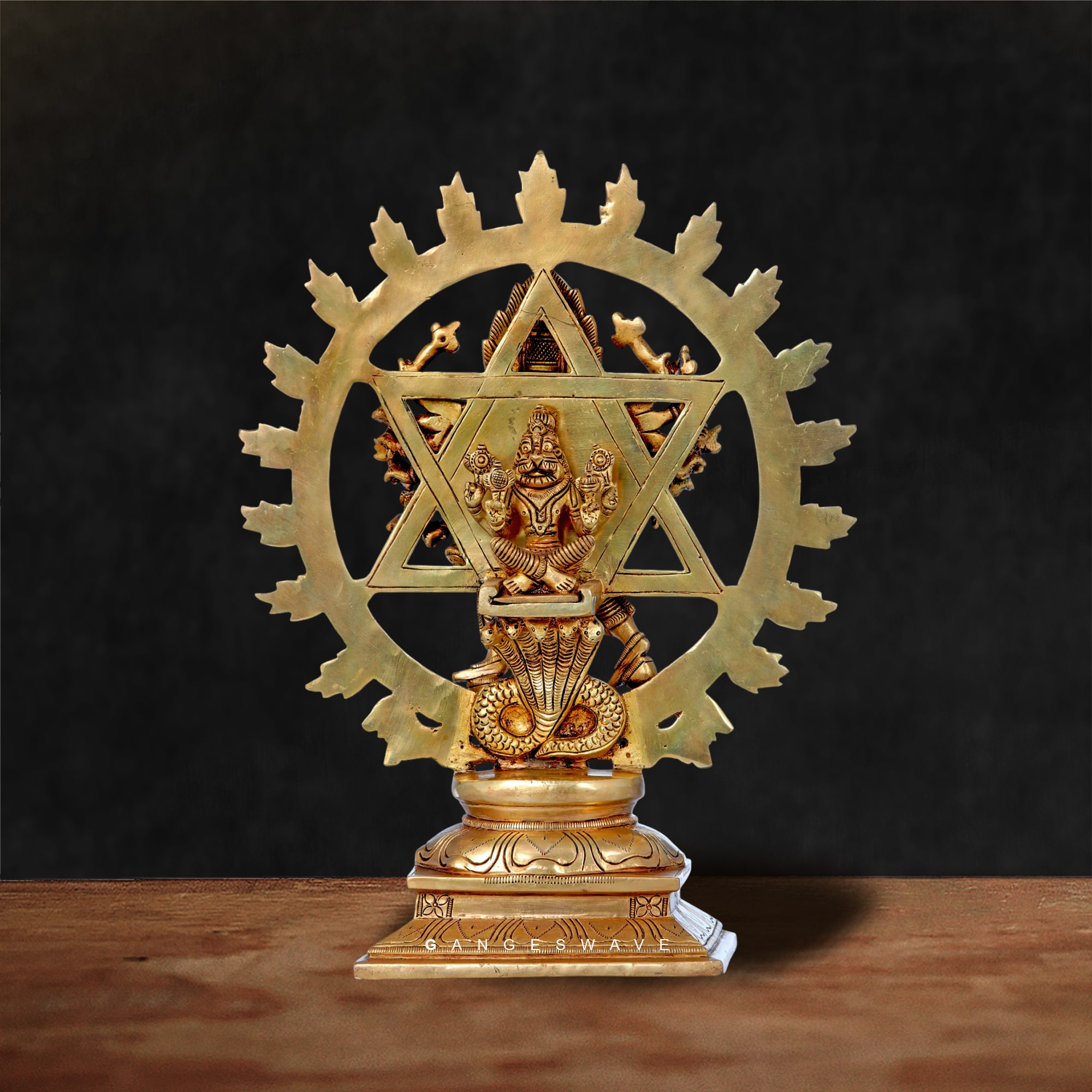 Handcrafted Brass Vishnu Idol with Yantra Circle - Image 3