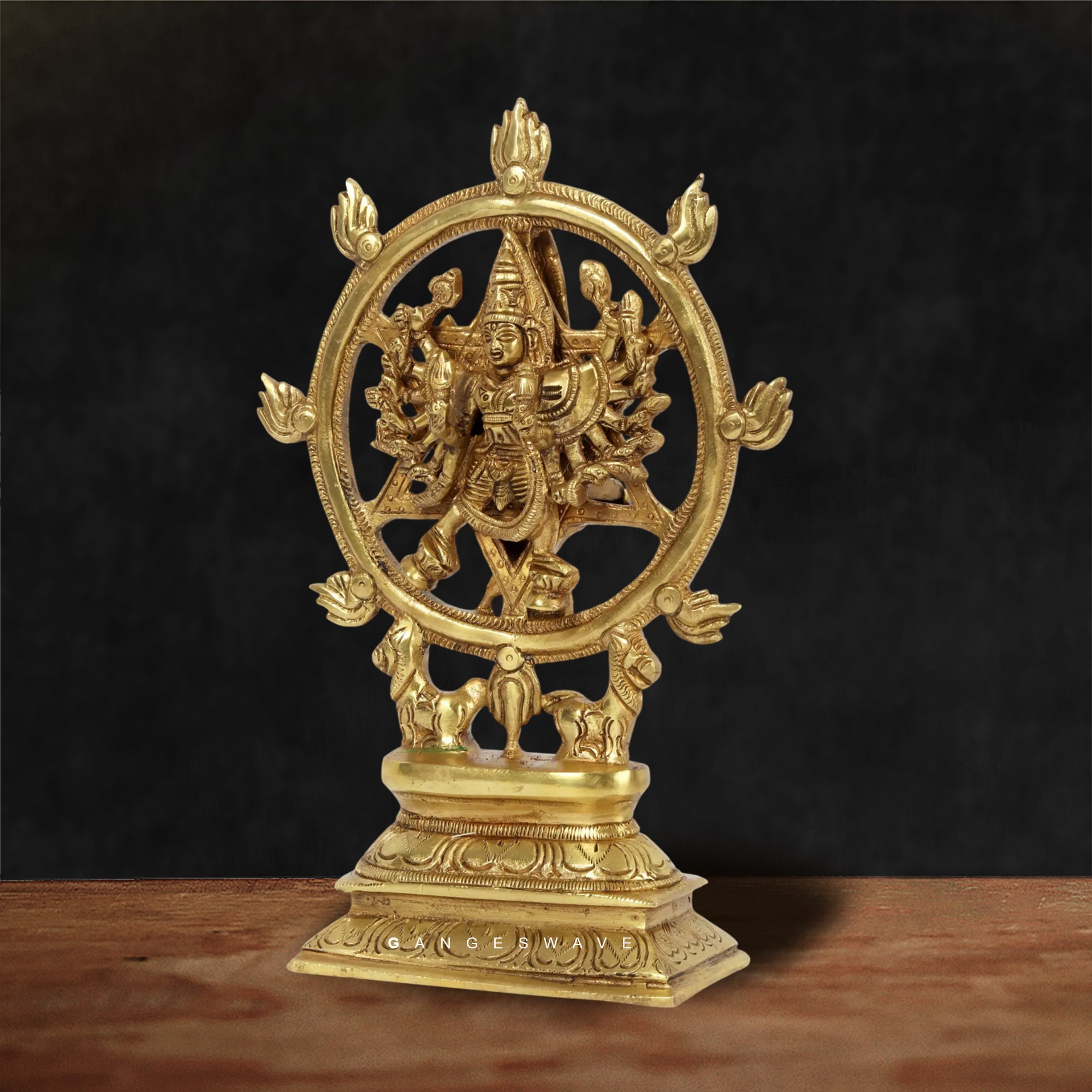Handcrafted Brass Vishnu Idol with Yantra Circle - Image 2