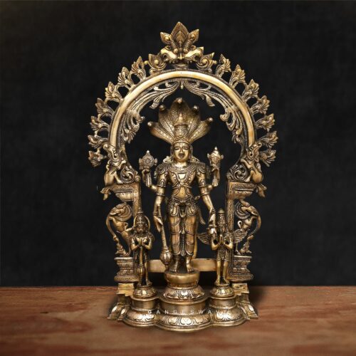 Brass Vishnu idol with Hanuman and Garuda