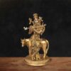 Handcrafted brass Krishna with flute murti
