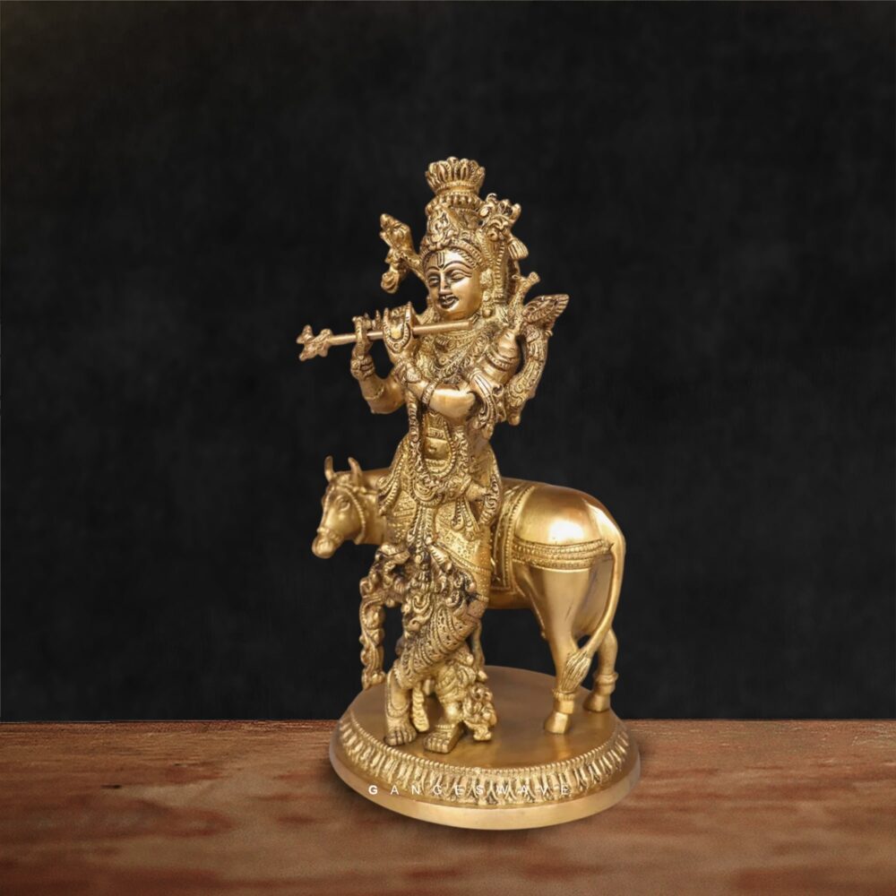 Krishna brass statue for temple and gifting