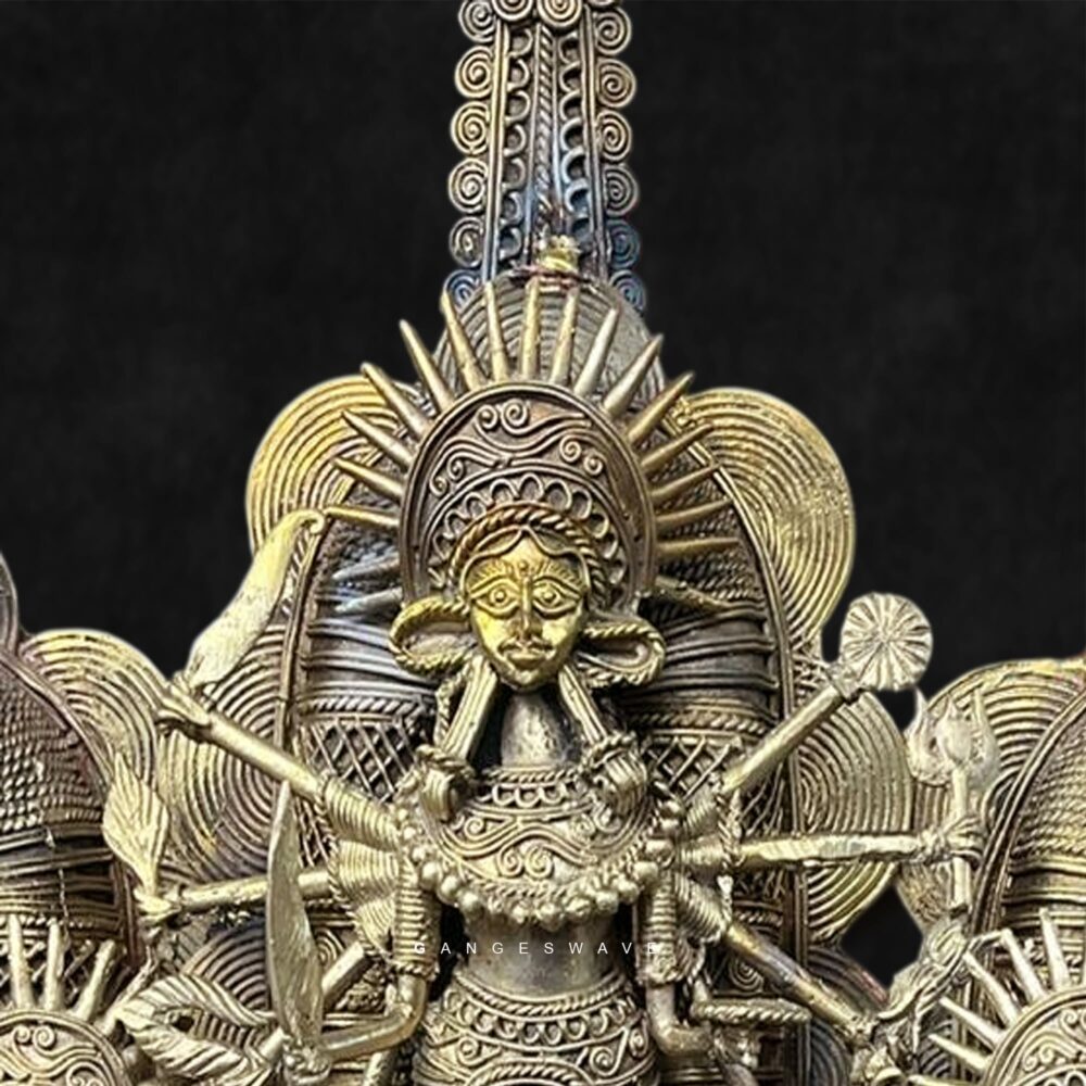 Traditional Naga Durga Brass Figurine India