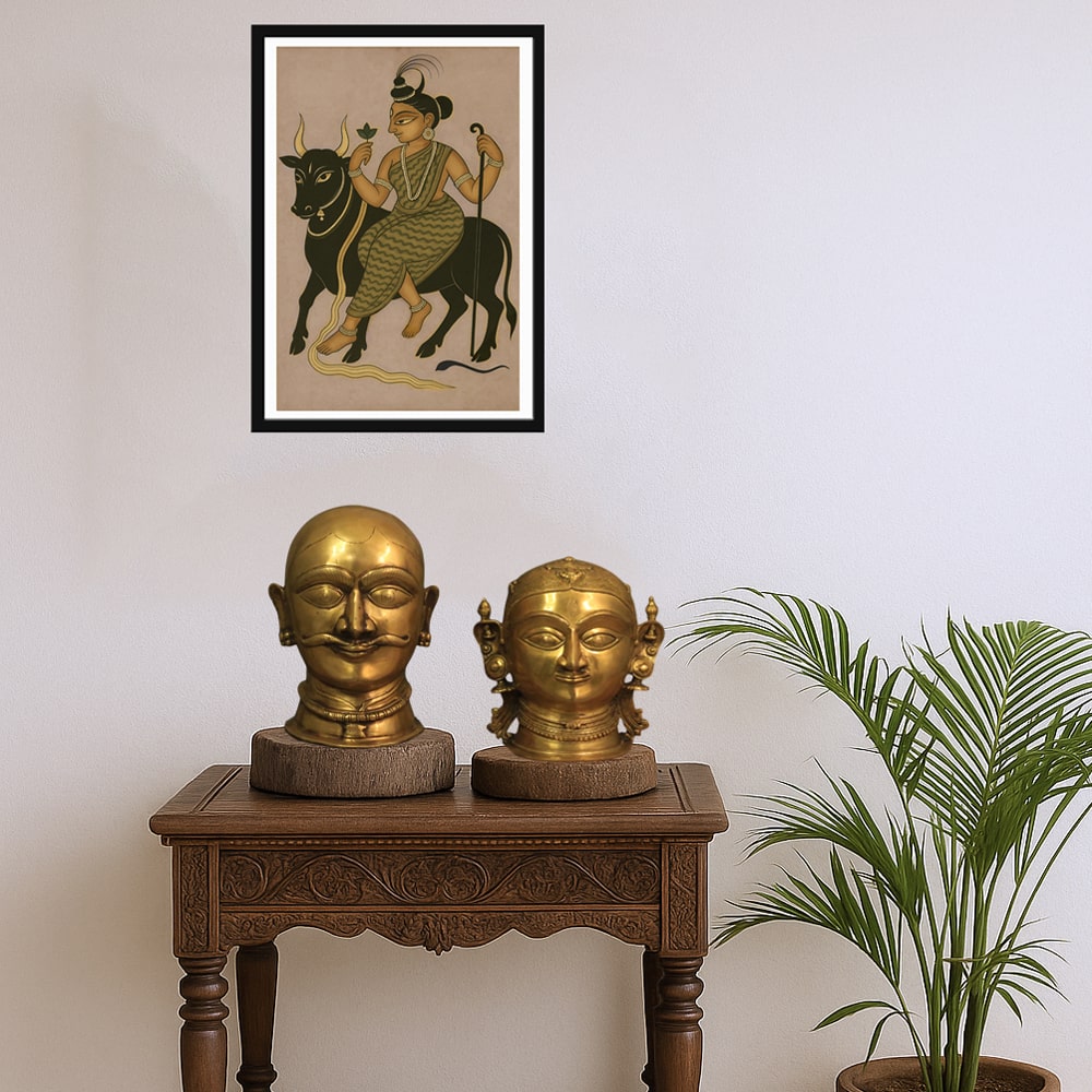 Brass Handcrafted Shiv-Gauri Face Table Decor