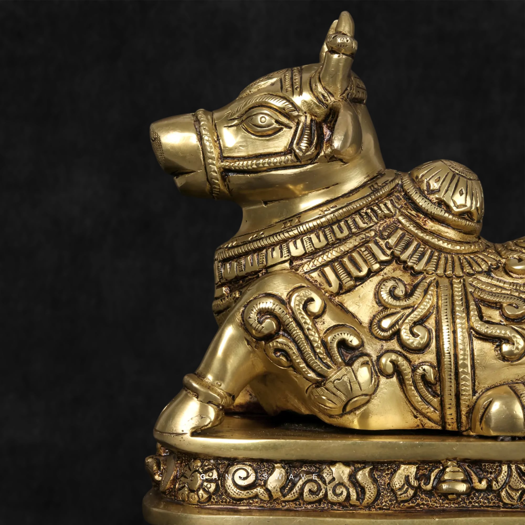 Small Nandi Brass Statue - 7 inches - Image 8