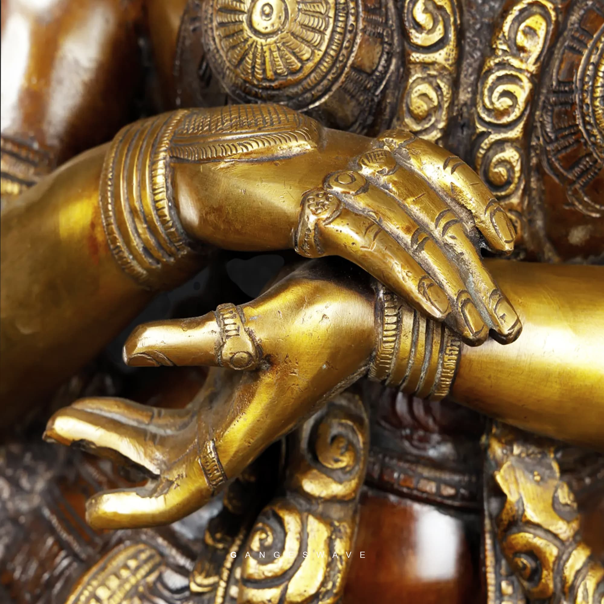 Radha Krishna Brass Chola Sculpted Statue - 36 inches - Image 6
