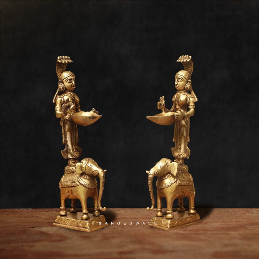 handcrafted brass lakshmi lamp decor