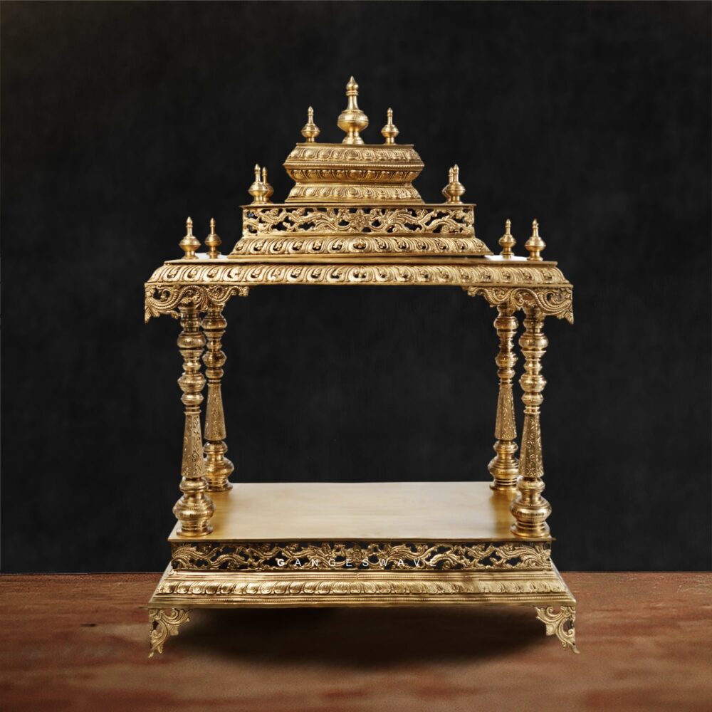 Large Brass Puja Simhasana handcrafted temple for deity idol – Gangeswave