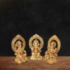 Small Brass Lakshmi Ganesh Saraswati Murti Set